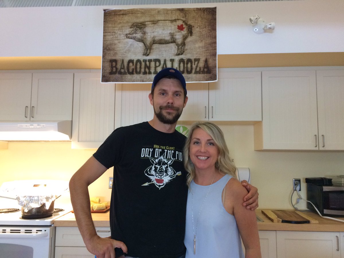 <a href="/SeedToSausage/">Michael McKenzie</a> + <a href="/Ms_JLK/">Jacey Kennedy</a> are ready to sizzle! Come hungry! <a href="/AgMuseum/">Canada Agriculture and Food Museum</a> #Baconpalooza