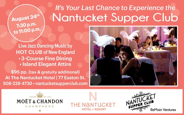 Thanks for a great inaugural season. Join us tonight <a href="/nantuckethotel/">The Nantucket Hotel</a> for the last ACK Supper Club of the season! 508-228-4730.