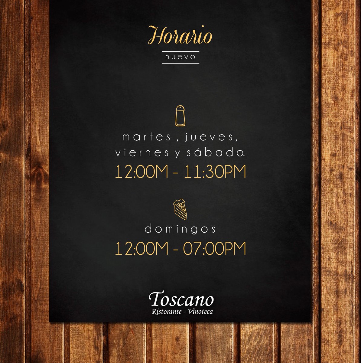 Toscanorest's tweet photo. ¡Tenemos nuevos #horarios! ¡No llegues tarde a nuestro próximo encuentro! https://t.co/WJ2NRny42M