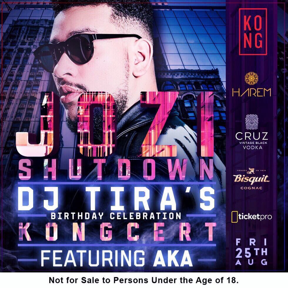 Joodie_Leeuw's tweet photo. #JoziShutdown this Friday!! Performances by AKA x Nasty C x Killer Lau and more @Harem_sa &amp; @KONG_urban #KONGcert 🎉 https://t.co/oGla2xEmD5