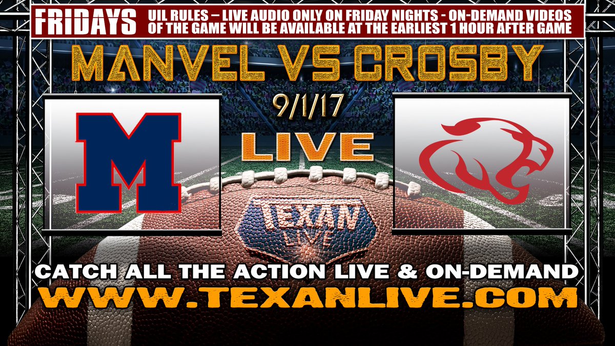Texan_Live's tweet photo. FOOTBALL SEASON IS HERE!! 
@CrosbyISD vs. @ManvelFB 
FRIDAY SEPTEMBER 1! 
https://t.co/6bOhVNzu1e
@MavNation_Stevo @AlvinISD @warren_laster https://t.co/QTRoBKYIHD