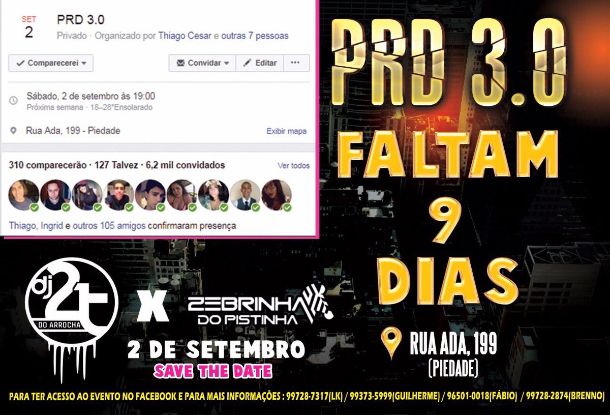 _ppassos's tweet photo. PRD tá aí emm !!
SAVE THE DATE
2 de Setembro o couro come de vdd
#PRD3.0 https://t.co/xJoNUMWkrw