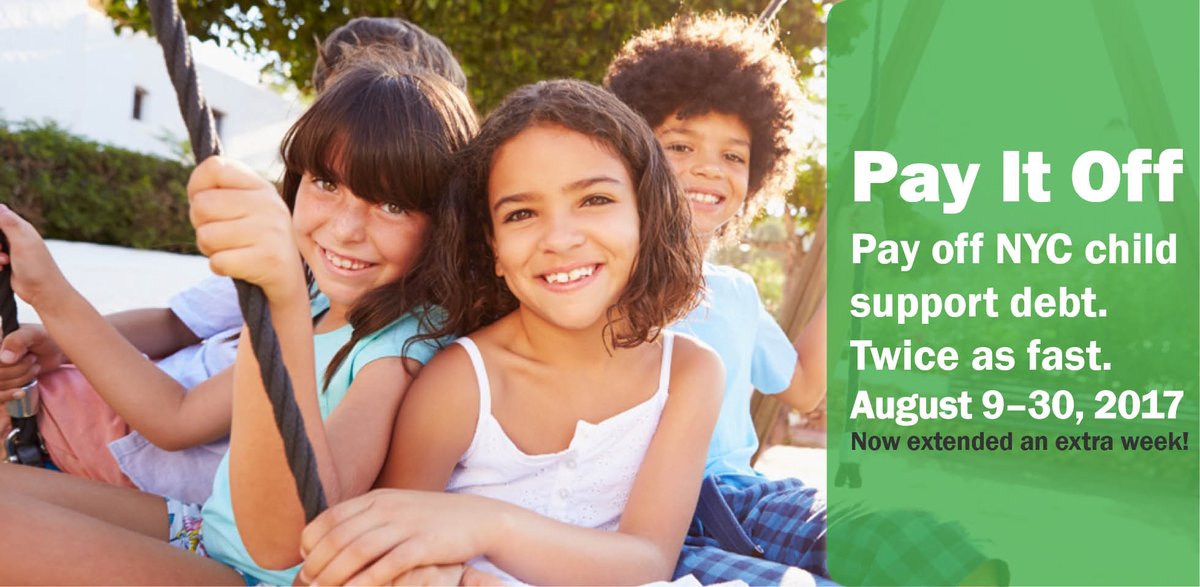 NYCHRA's tweet image. Pay it Off now runs through Aug 30! Pay off your child support debt twice as fast nyc.gov/payitoff