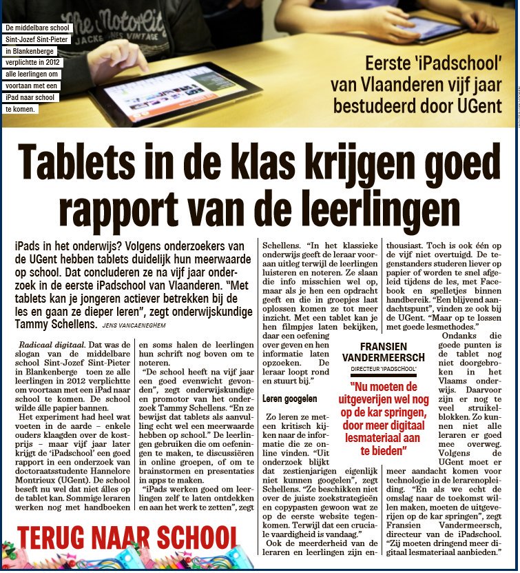 Doctoraatsonderzoek in de kijker: Tablets een leertool om activerend leren te stimuleren  @T_Schellie