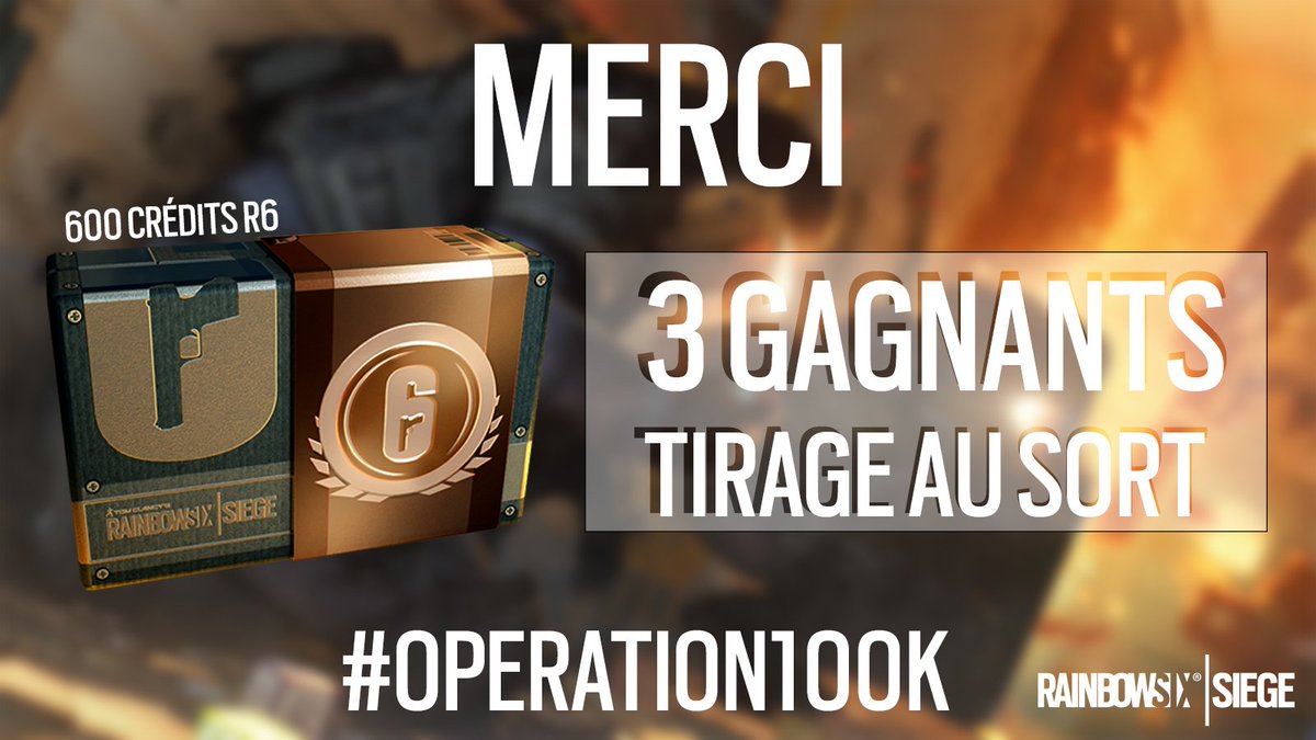 Rainbow6FR's tweet image. Et pour clôturer cette journée #Operation100k, on ajoute 3 followers supplémentaires qui seront tirés au sort pour gagner 600 Crédits R6. 😀👊