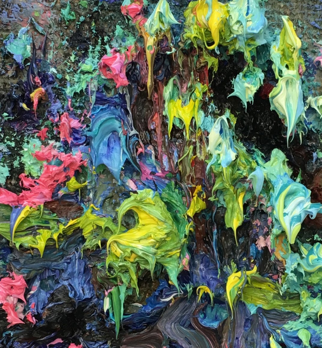 _A_Darbyshire_'s tweet photo. "It's Growing", oil, wax and marble dust on Hessian/burlap, 32 x 25cm https://t.co/5m5DIUqdTm https://t.co/hzFLLYckbS
