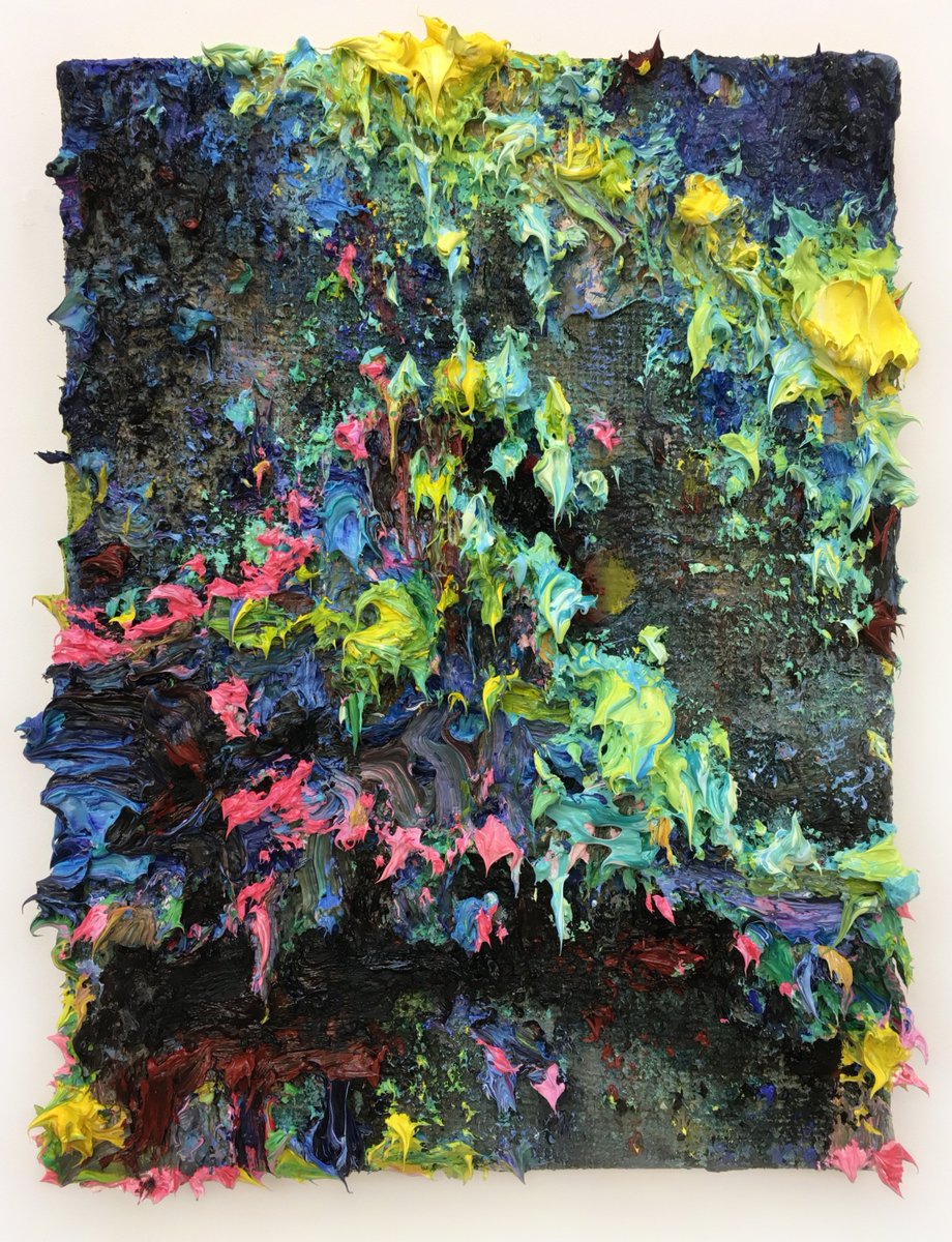 _A_Darbyshire_'s tweet photo. "It's Growing", oil, wax and marble dust on Hessian/burlap, 32 x 25cm https://t.co/5m5DIUqdTm https://t.co/hzFLLYckbS