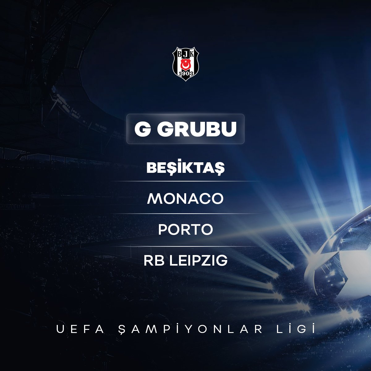Beşiktaş’ın Şampiyonlar Ligi’ndeki rakipleri belli oldu