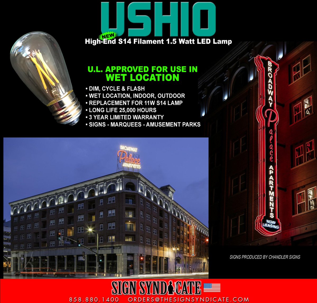TheSignSyn's tweet image. High-End USHIO s14 LED Filament Lamp for Sign...Lighting...&amp;amp; Theme Park Projects with WET LOCATION listing.... thesignsyndicate.com/forums/index.p…