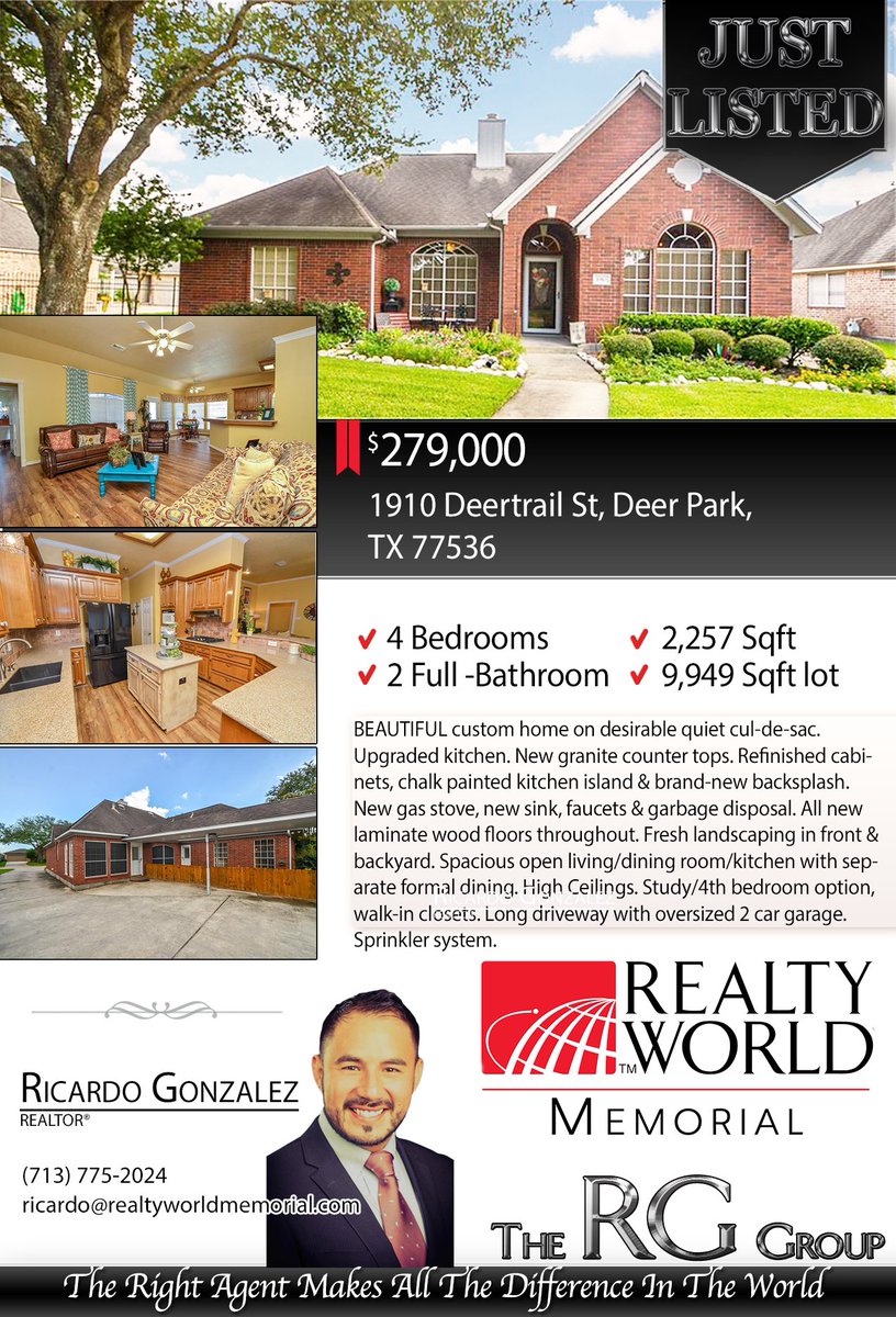 HouRickypedia's tweet photo. JUST LISTED!!!
1910 Deertrail St, Deer Park, TX 77536
Call Today! Call For More Info: 713 775 2024
#Rickypedia #Realtyworldmemorial https://t.co/KgW3tAvafg