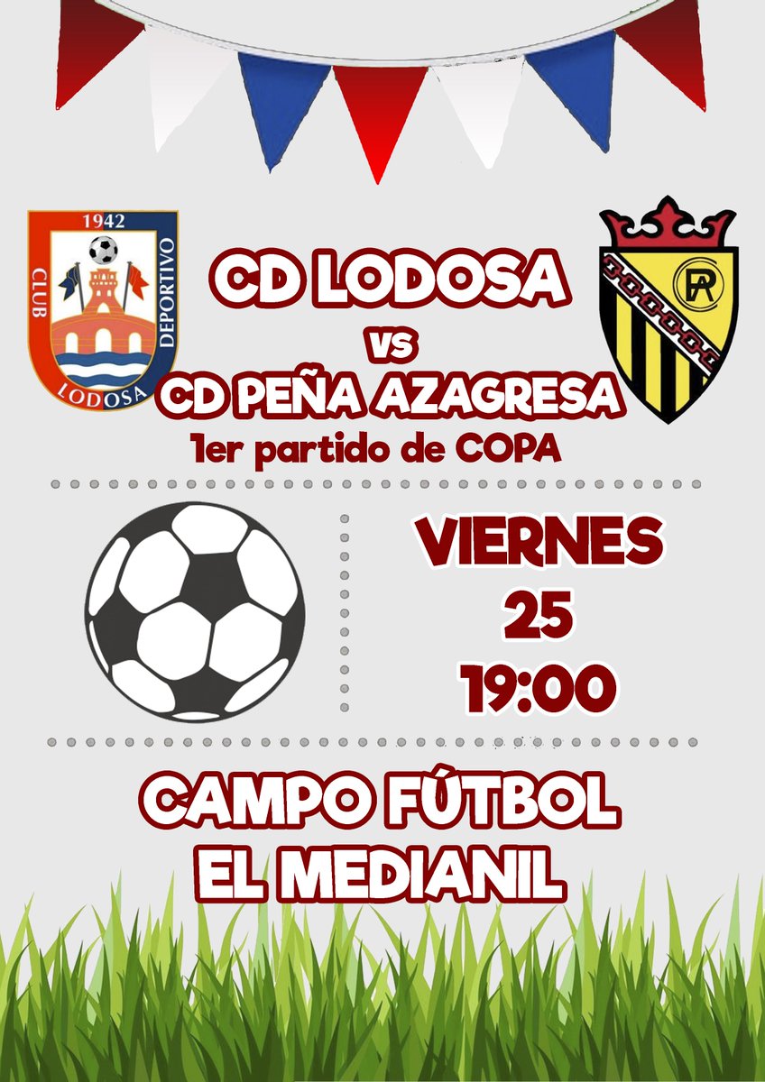 cdlodosa's tweet photo. Comienza una nueva temporada llena de ganas y ilusion!!!
Os esperamos en el campo del medianil!!
@cdlodosa vs @CDPAzagresa 
Viernes a las 19 https://t.co/6bBOwkkHo0