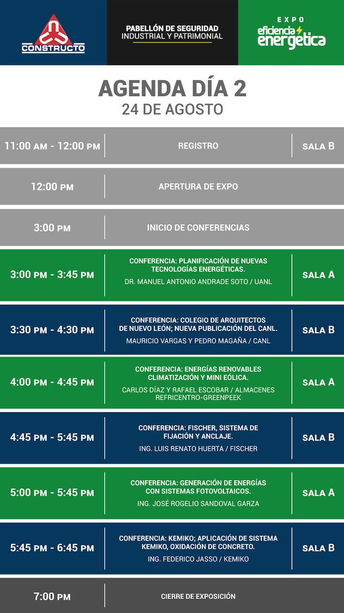 ConstructoMX's tweet photo. ¡Estamos iniciando con el segundo día de actividades! Te compartimos la agenda del DÍA 2 de #CONSTRUCTO2017 https://t.co/O14RANV7EX