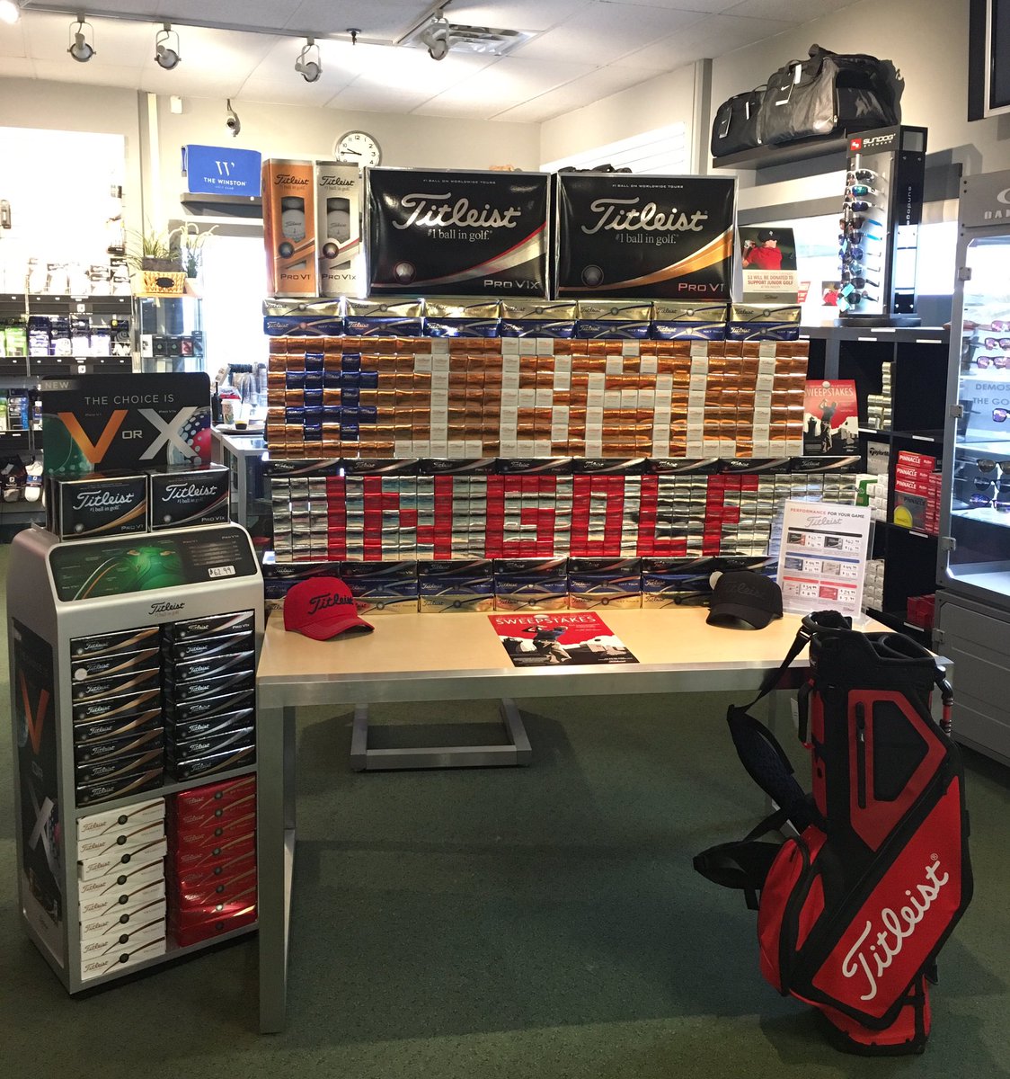 thewinstongc's tweet photo. Titleist ball display #summersweeps #1ballingolf. Guess how many dozen balls are used in the display... https://t.co/bVLfxLqMLg