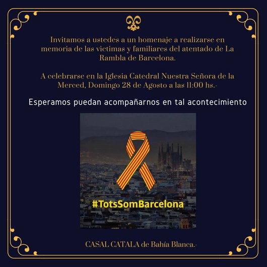A l'public sota Gral.
Esperem puguin fer-se presents, i acompanyar-. #catalunya #casalcatala #Barcelona #BahiaBlanca