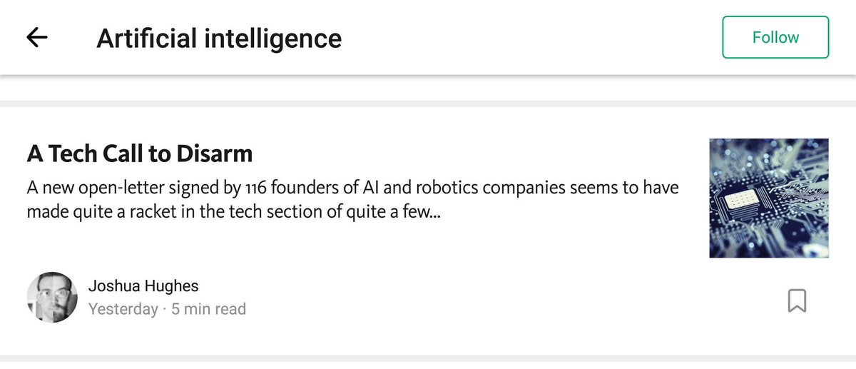 JoshGHughes's tweet image. Very happy to be featured in the artificial intelligence section of @Medium today. #AI #ArtificialIntelligence #AutonomousWeaponSystems