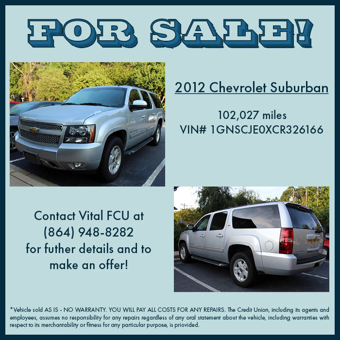 We have vehicles for sale! Contact us to make an offer! (864) 948-8282. *VEHICLES SOLD AS-IS* #car #ForSale vitalfcu.com/services/vehic…