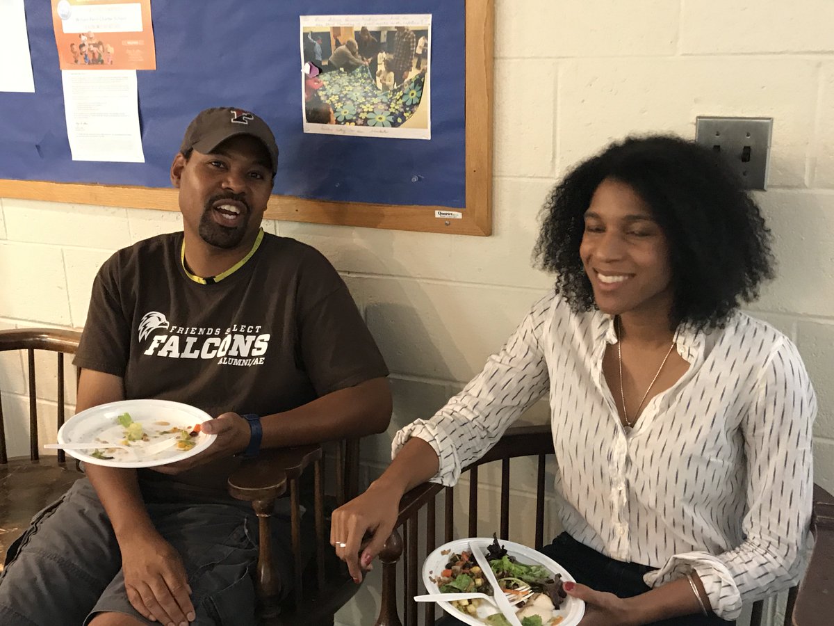 PennCharter's tweet photo. New faculty enjoy lunch together and chat with each other and current faculty. They look so relaxed! #goodnews #welcomeToPC https://t.co/FlVdAiEQlG