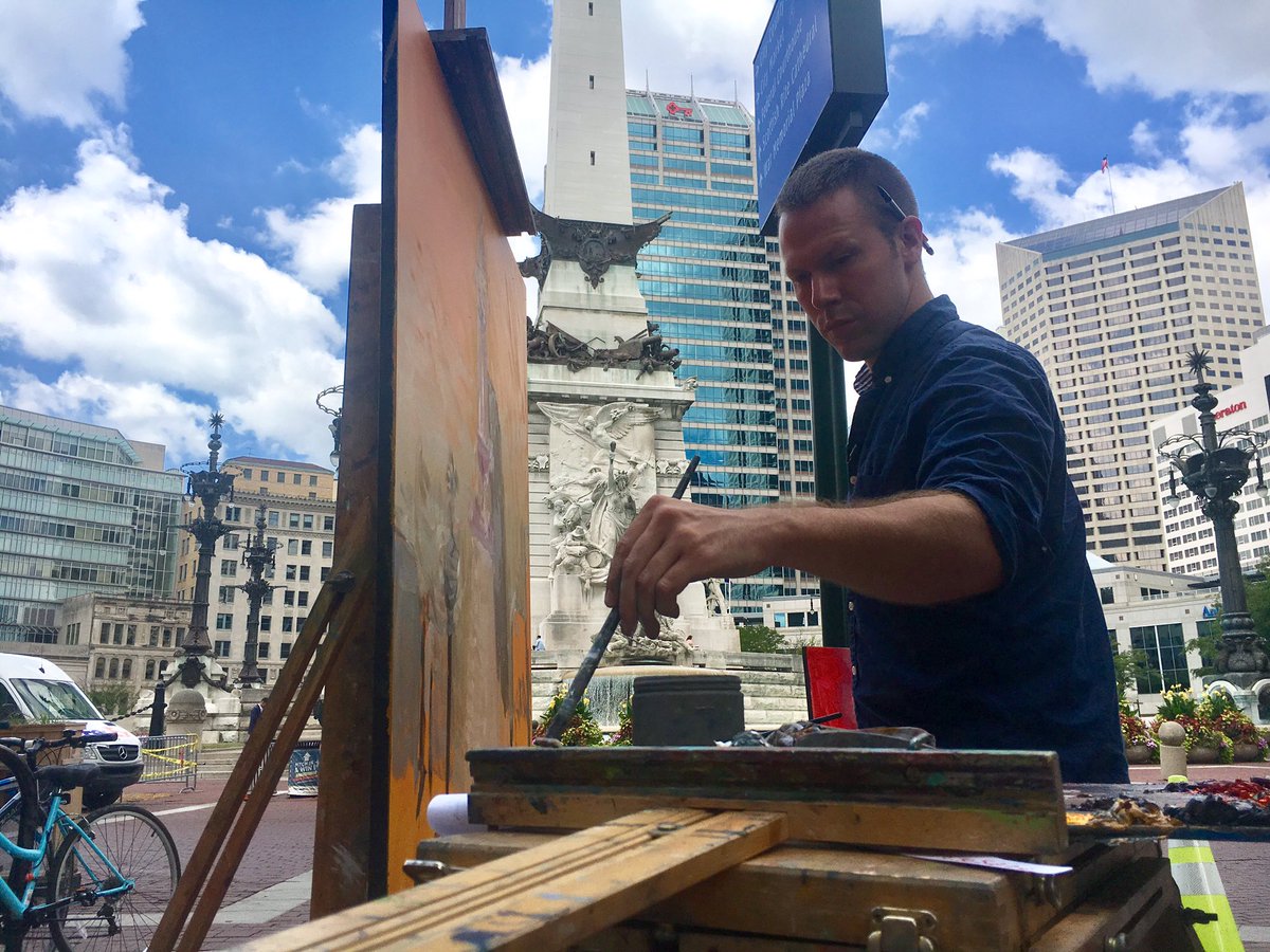 AStarrantino's tweet photo. Artist @NathanFoxton on the circle to share the #CircleCity's history and vibrancy with the world. Story tonight at 6 on @rtv6. #LoveIndy https://t.co/cTS6h3PqxO