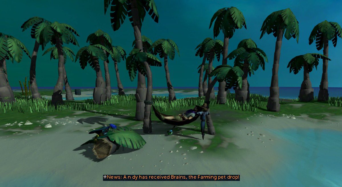 Miningcape's tweet photo. So this just happened.. Brains at 28.4M Farming whilst picking mushrooms on uncharted islands 😂 #gains #petscape #runescape https://t.co/lE9IMRRq4J