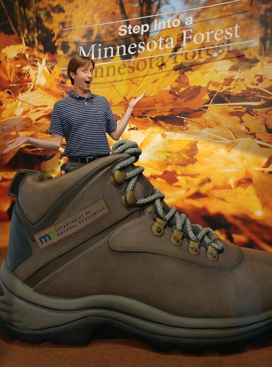 mndnr's tweet photo. Get your hike on! Step inside a giant hiking boot at the @mnstatefair. We're open until 9 p.m. https://t.co/K8jgckbWOz #DNRstatefair17 https://t.co/hMMne5zKnm