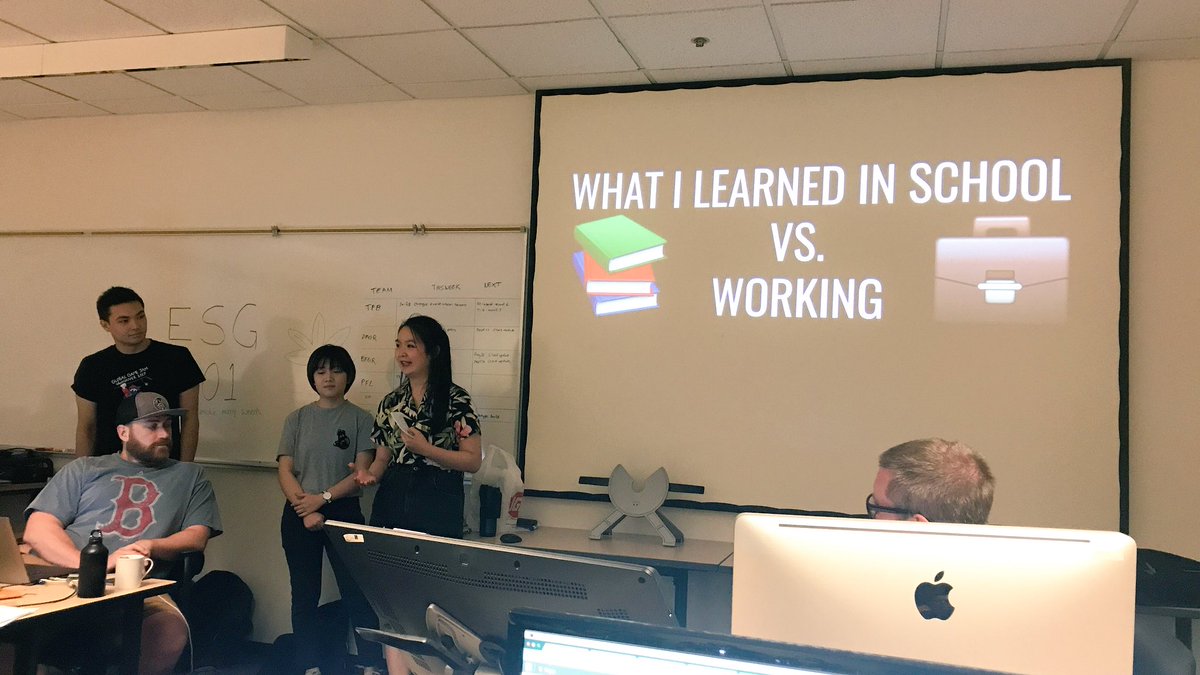 EastSideGames's tweet photo. Our co-op crew takes the stage to share their experiences as an ESGer (and teach us more about #millennials)! 📚💼 #gamedev #fam https://t.co/nqrCleyuF3
