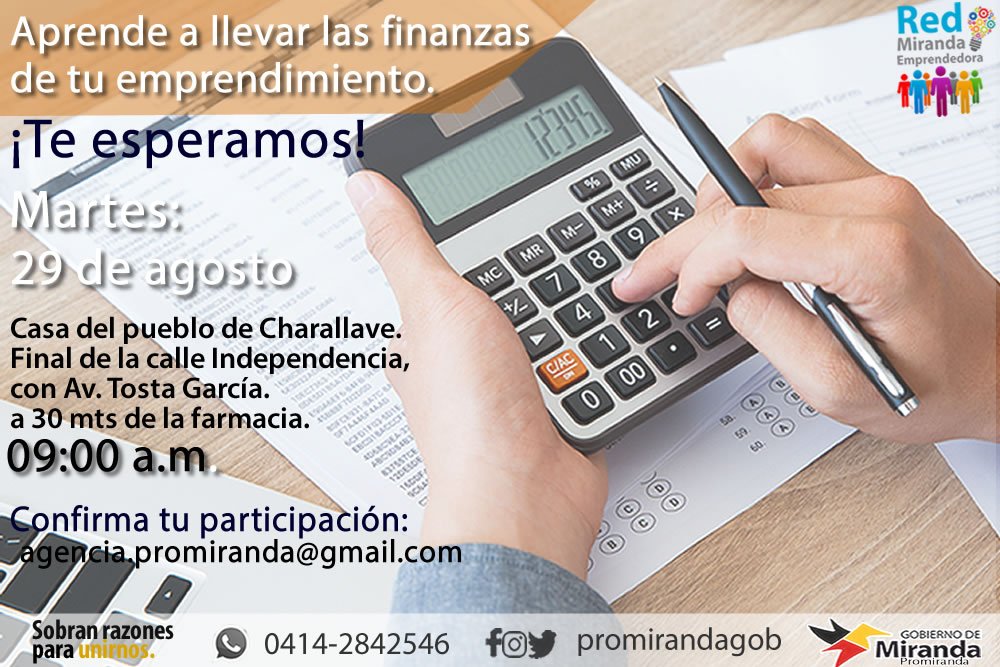 Este martes 29, estaremos en Charallave. Aprende a manejar tus finanzas.  ¡NO DEJES DE ASISTIR! #RedMirandaEmprendedora