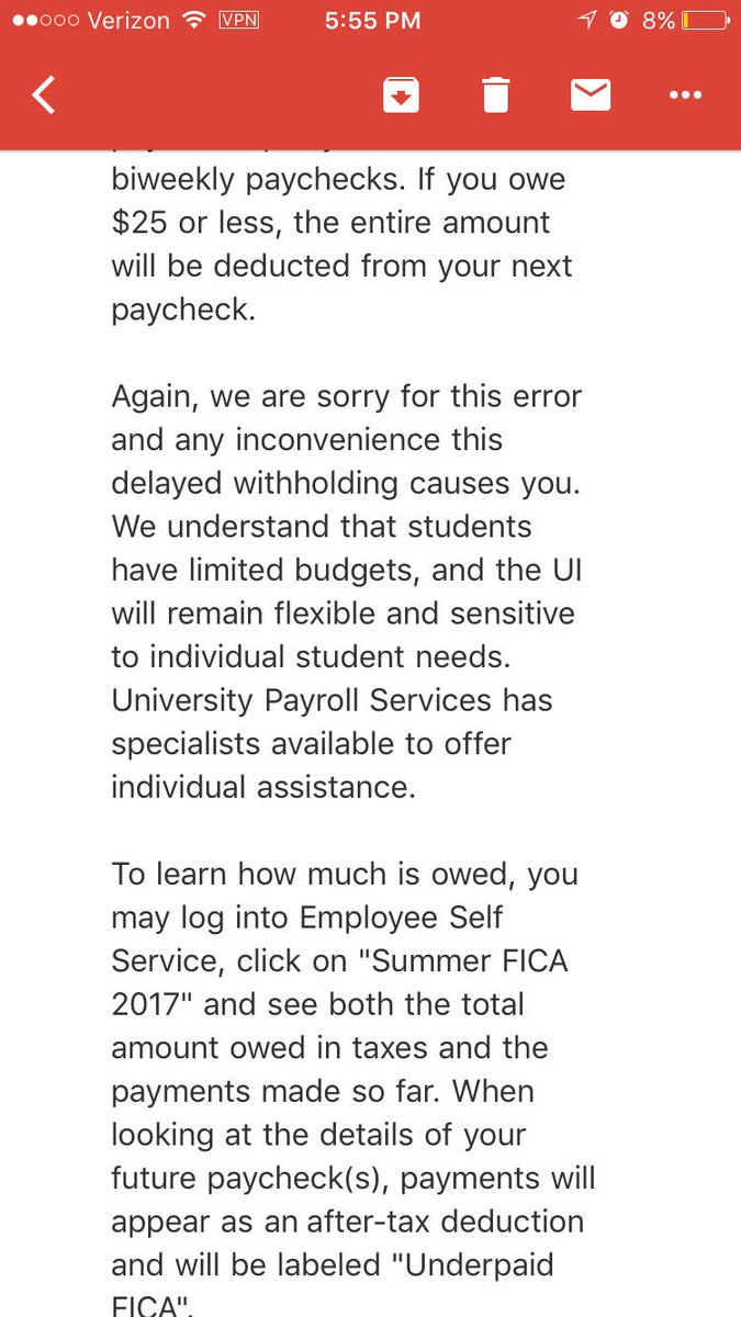 IowaAction's tweet photo. .@uiowa has sent out an email to ALL summer student workers saying that they messed up tax withholdings for a massive amount of employees. https://t.co/SXfUTpQiF2
