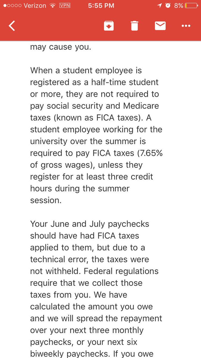 IowaAction's tweet photo. .@uiowa has sent out an email to ALL summer student workers saying that they messed up tax withholdings for a massive amount of employees. https://t.co/SXfUTpQiF2