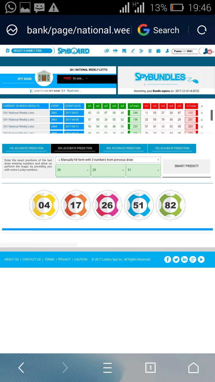 Lotto spy best sale prediction today