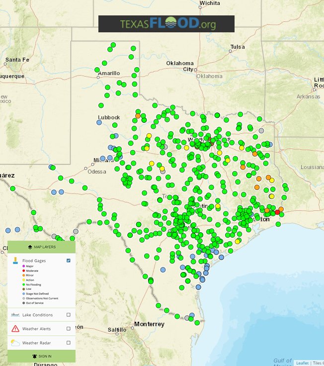 twdb's tweet image. Track flood conditions at texasflood.org for streamgage info. Check time stamp as info may not be in real-time.