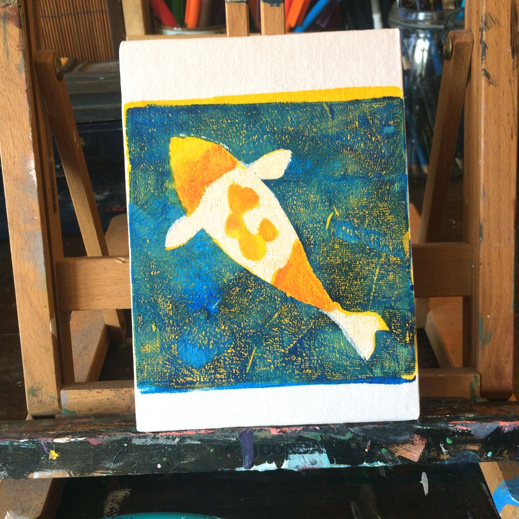 Creamsicle Koi -original monoprint, 4sale here: tinyurl.com/y8ofpzba

#gelliplate #monoprint #artist #artwork #koi #art4sale #printmaking