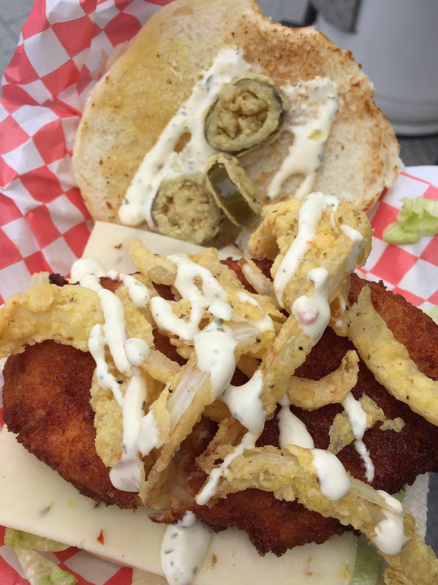 It's great so many food trucks making their way to Yonge &amp; Eglinton this summer. Also <a href="/untamedtruck/">UntamedChef</a>'s chicken sandwich is 👍 #foodtrucksTO