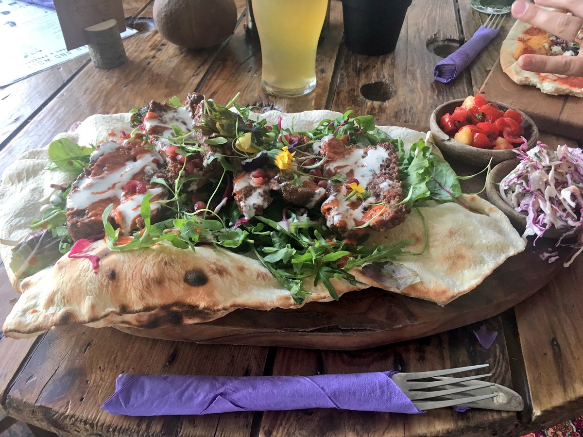 Fabulous scran at <a href="/elderandwolf/">Elder and Wolf</a> folks - just had a kebab dressed with violets and pomegranate 👍