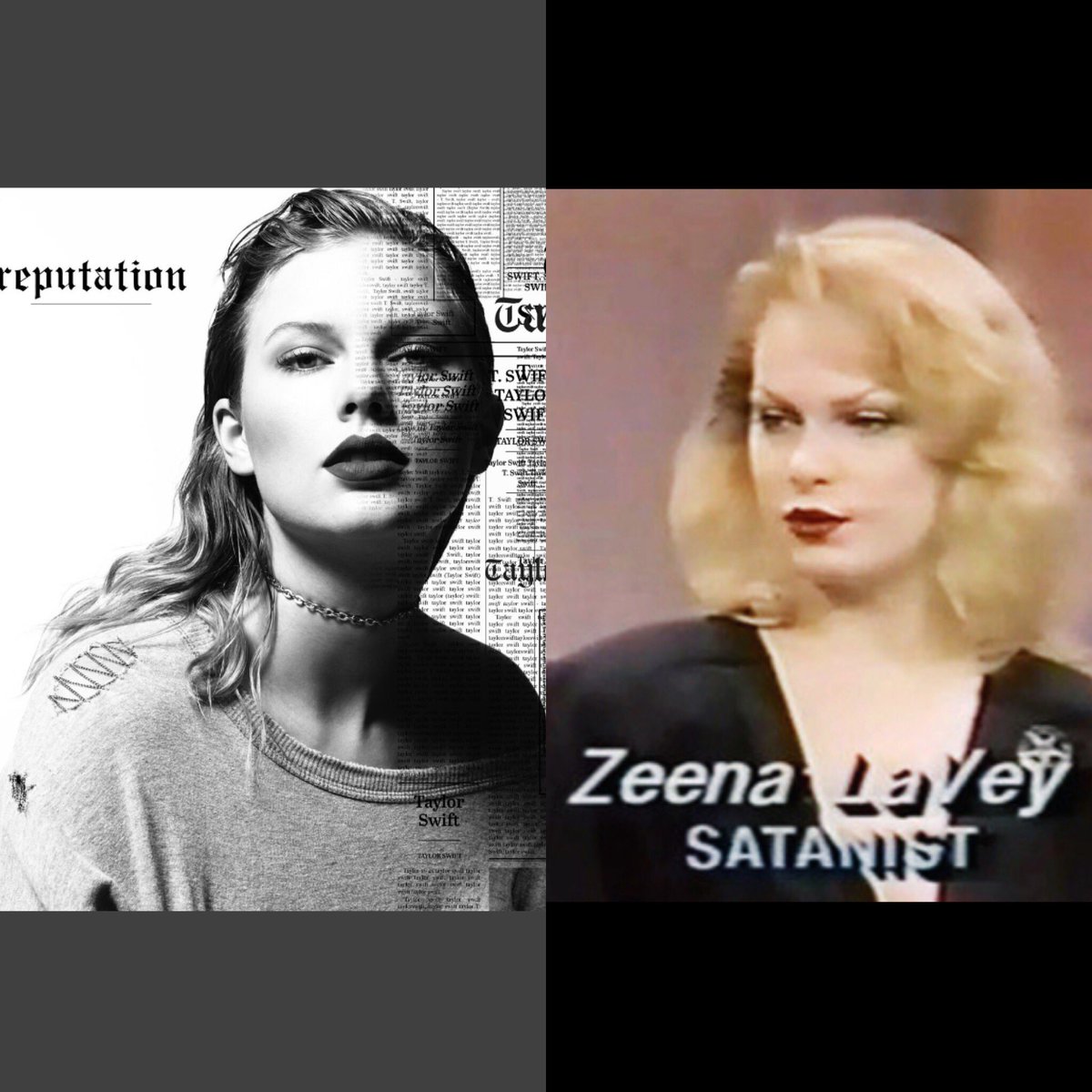 Michael_Janak's tweet photo. @taylorswift13 isn't doing much to prove she isn't #ZeenaLaVey. #Reputation https://t.co/05HZgXexA0