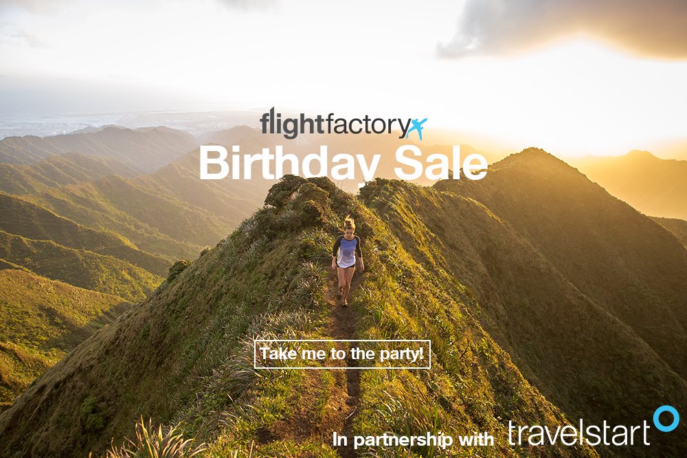 flightfactoryza's tweet photo. Join us in celebrating our #birthday! From 28 Aug - 11 Sept. Join our newsletter now to avoid missing out on amazing #flight #specials https://t.co/mCTjCgyiKE