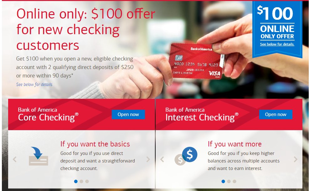 devurweb's tweet image. #Bankof #America Online #Checking #Promotion: $100 #Bonus (Nationwide) *Online Only* from #Bank of #America. 👉👉 goo.gl/j4VLEV