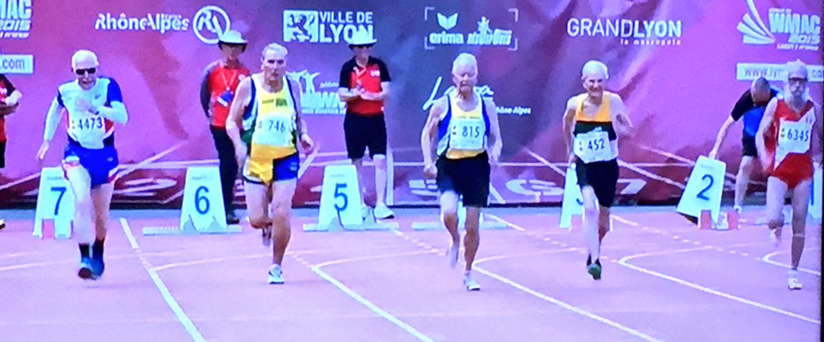 AgeingBetter's tweet photo. 'You can start anything new at any #age'-97 yr #old taking up long jump, & #running at 95!
#ThePacemakers @BBCTwo #WorldMasters #Athletics https://t.co/ylFKWVVAf5