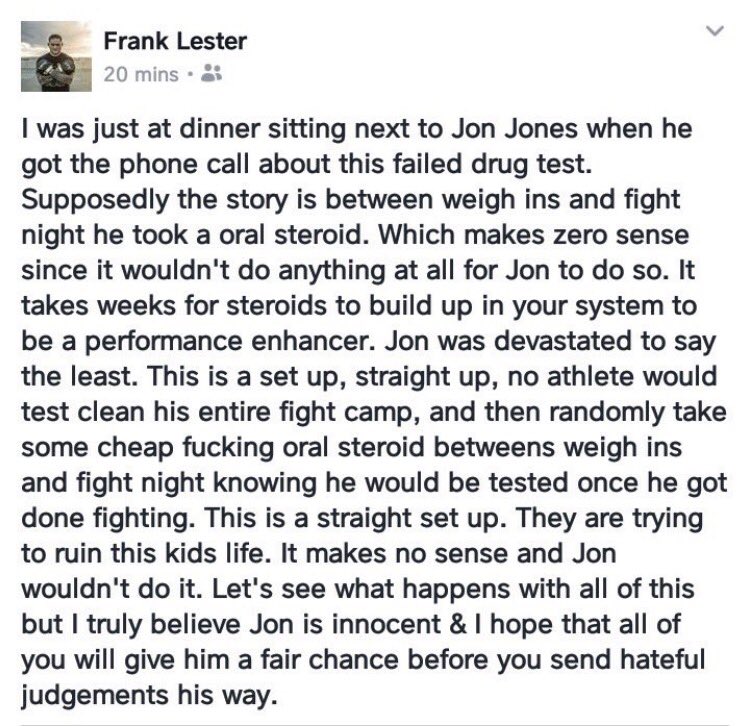 mmaniaco_esp's tweet photo. Uno de los entrenadores de Jon Jones comenta el positivo, dice que no se lo traga y parece sensato... https://t.co/2bjnfoyOa8