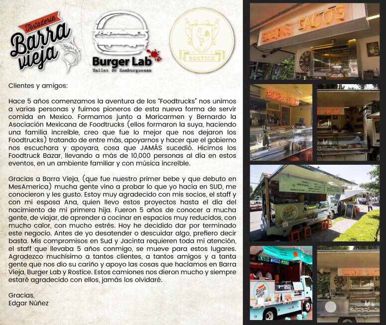 EdgarNunezM's tweet image. Amigos, se acabó... gracias siempre por su apoyo y cariño. Nunca los olvidare @BurgerLabMX @Barra_Vieja @RosticeMx