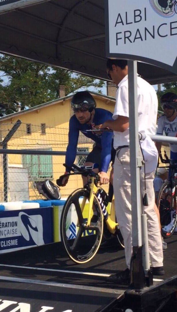 40+ greeted Jon Pridham in France as he TT'd at #UCI World Champs, a 33:14 finish over the 22k to take 21st overall &amp; 3rd Brit @SpyVelo