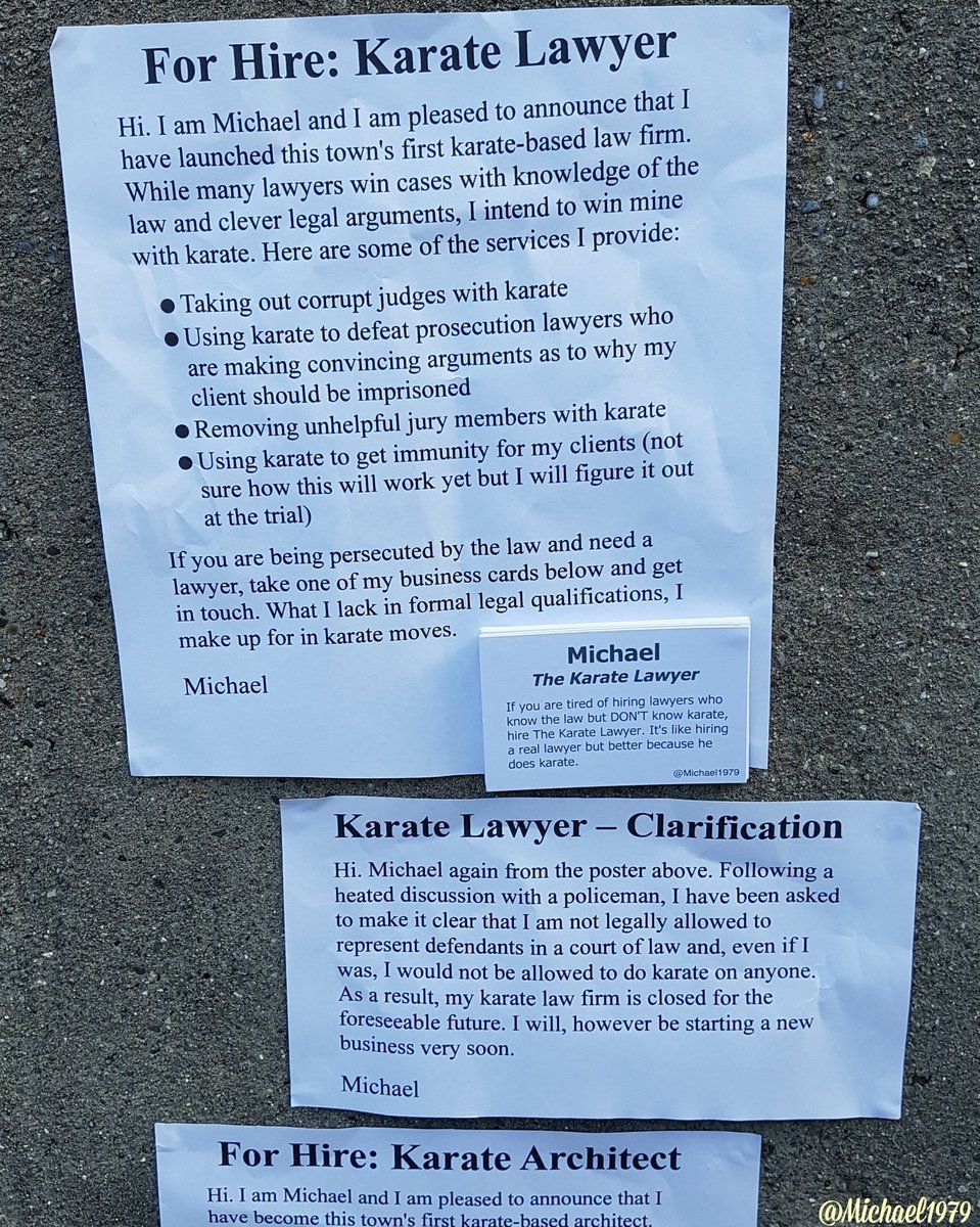 Michael1979's tweet photo. Very important new poster I stuck up in town today. Looking forward to starting work in my new career https://t.co/E2sBDW2ZNv