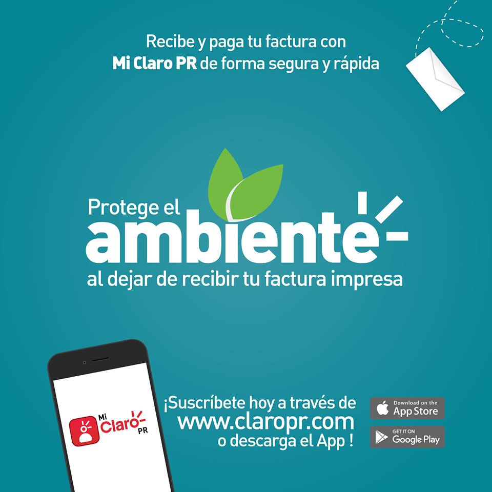 clarotodo's tweet photo. ¡Baja #MiClaroPR y suscríbete al #TeamPaperless para recibir tu factura online! Descárgala ya: https://t.co/k0ryY0xuK3 https://t.co/ASzkayc0Oa