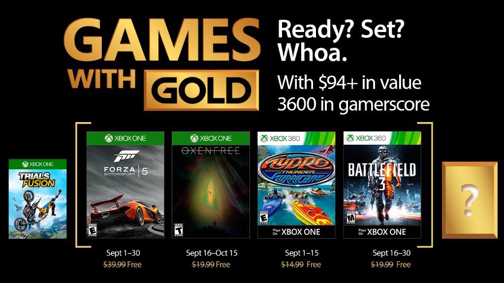 Xbox Live Games with Gold September 2017