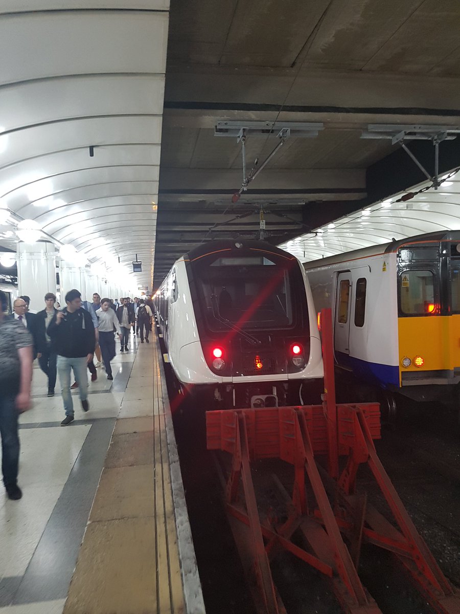 penrose_arcade's tweet photo. Chanced upon one of the new #tflrail #crossrail trains today. Please dont call it the Elizabeth Line, that sounds crap.
#blackfront https://t.co/75C7DhhRbt
