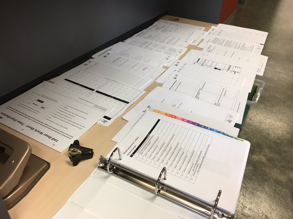 DanCanThinks's tweet image. Did someone say Binder Assembly? Today,we prepared 17 binders in 1hr30min for facilitator training tmrw ⏱ Thanks Zainab. #methodtomadness