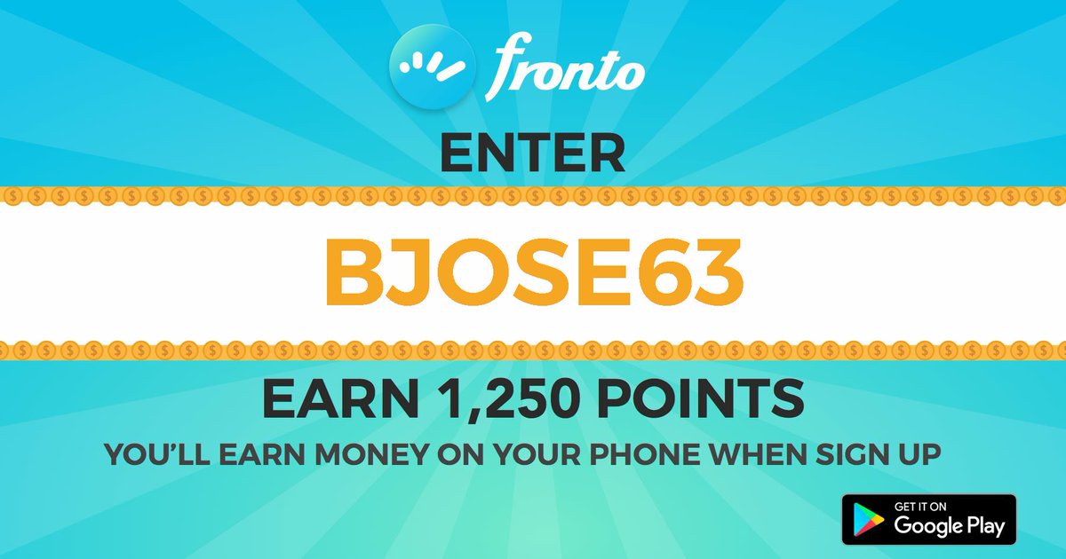 Download Fronto (bit.ly/1s6J9aV) and use this code 'BJOSE63' to get 1250 P! Just wake up your phone and get rewarded!
