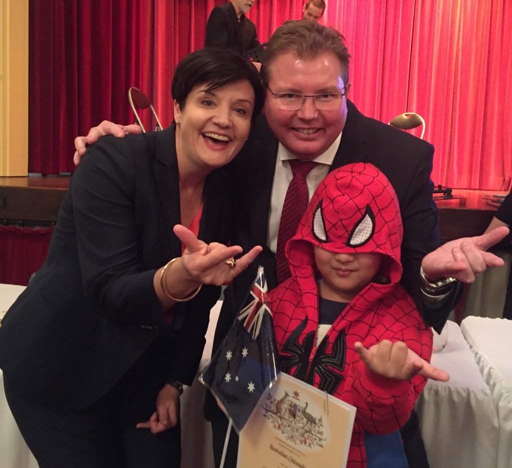 A thrill welcoming our newest Australians at Strathfield town hall last night - one of them was Spider-Boy!