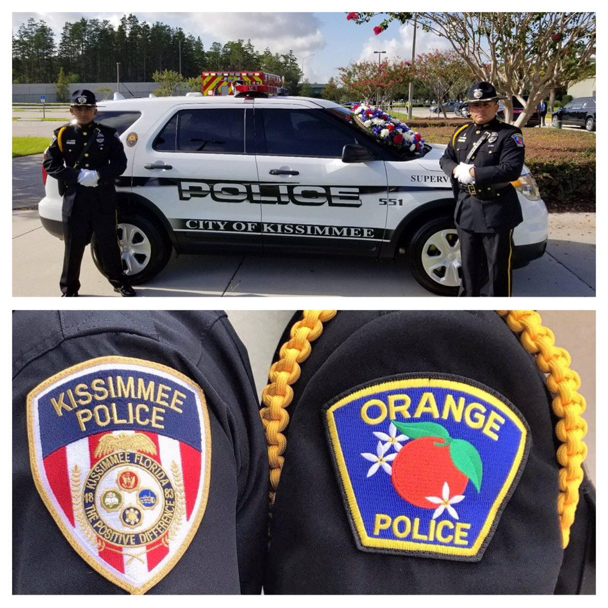 CityOfOrangePD's tweet photo. @OrangePolice stands and mourns with @kissimmeepolice #RIP #ThinBlueLine #orangepolice #kissimmeepolice #honorguard https://t.co/9D21wri1bJ