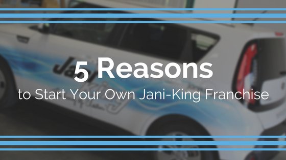 JANIKINGOR's tweet photo. Thinking about starting your own Jani-King franchise? Here are 5 reasons you should: https://t.co/qKIvZbHhZT #franchising #janiking #top5 https://t.co/wgfQCNfIyD