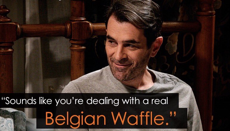 ModernFam's tweet photo. Phil is such a dad. 😂 #NationalWaffleDay #ModernFamily https://t.co/QIvxiS4FAw